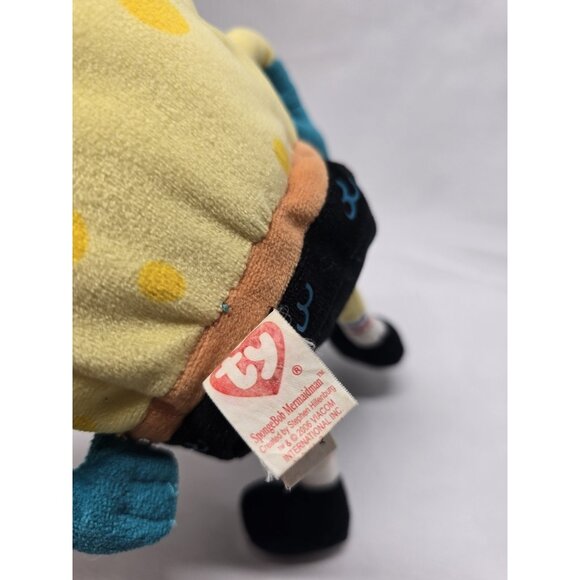 Ty Beanie Baby SpongeBob Mermaid Man Plush 2006- Flawed See Description - Picture 12 of 16